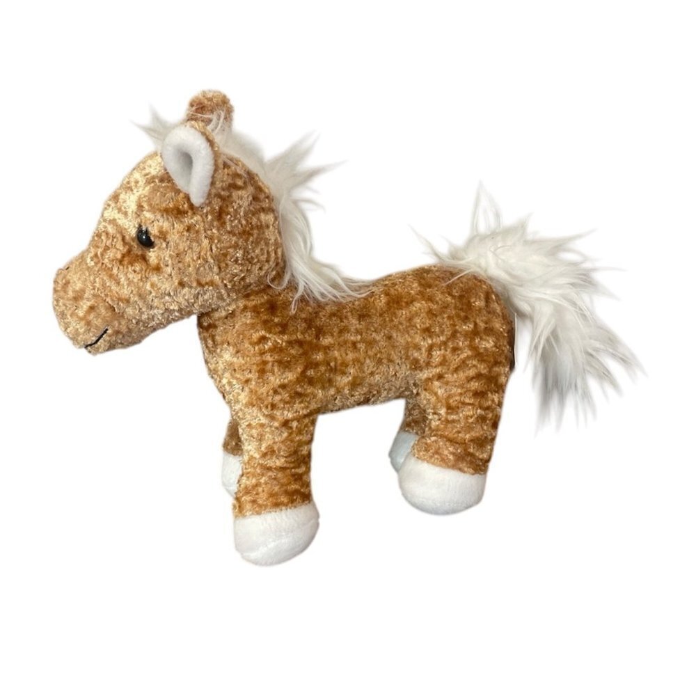 Pony Horse Brown White plush by Battat 10"H x 11"L Stuff Animal Farm